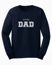Autism Dad College Long Sleeve T-Shirt-Navy-Neurodiversity, ADHD & Autism Awareness & Acceptance Long-sleeve by Daily Bloom