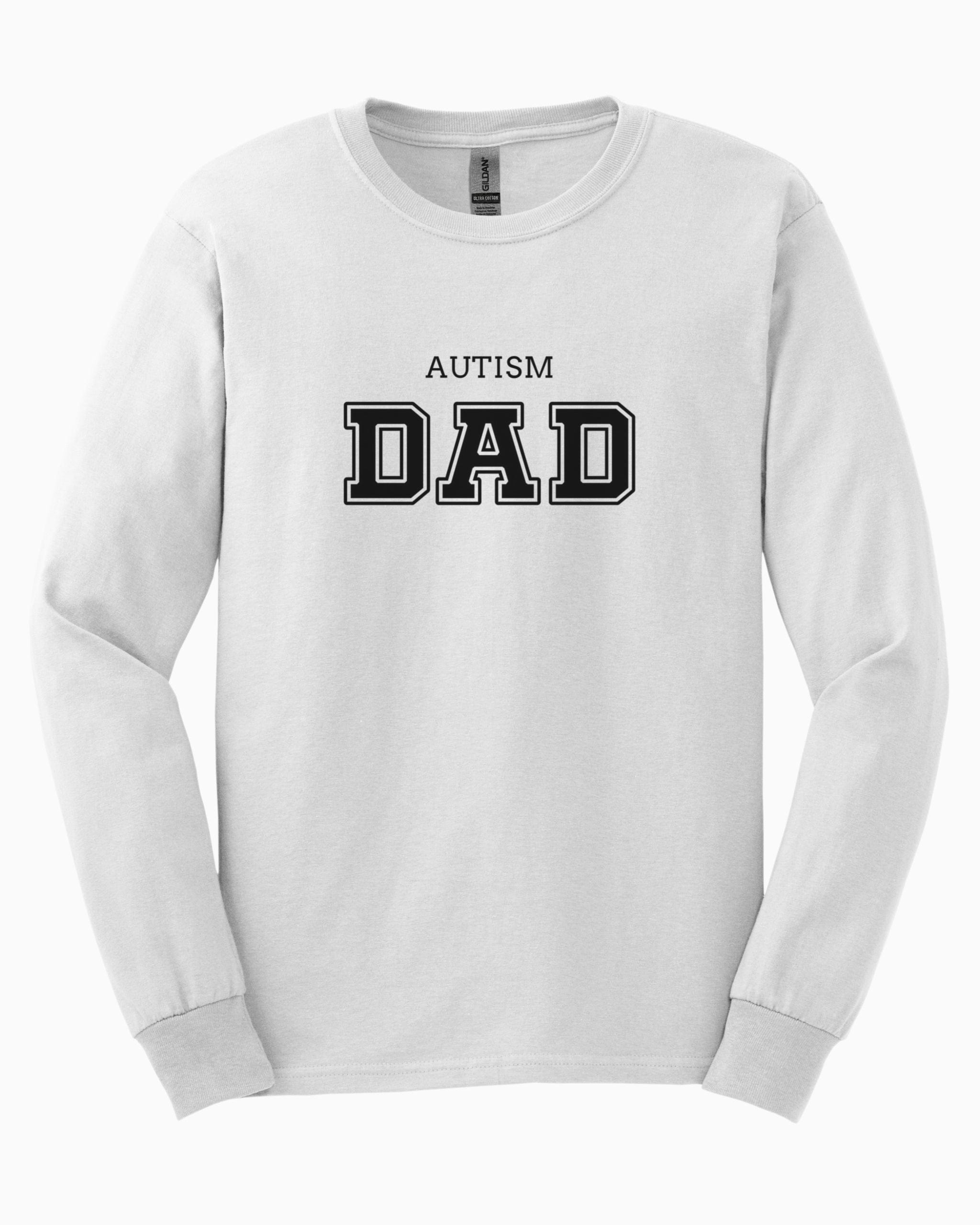Autism Dad College Long Sleeve T-Shirt-White-Neurodiversity, ADHD & Autism Awareness & Acceptance Long-sleeve by Daily Bloom