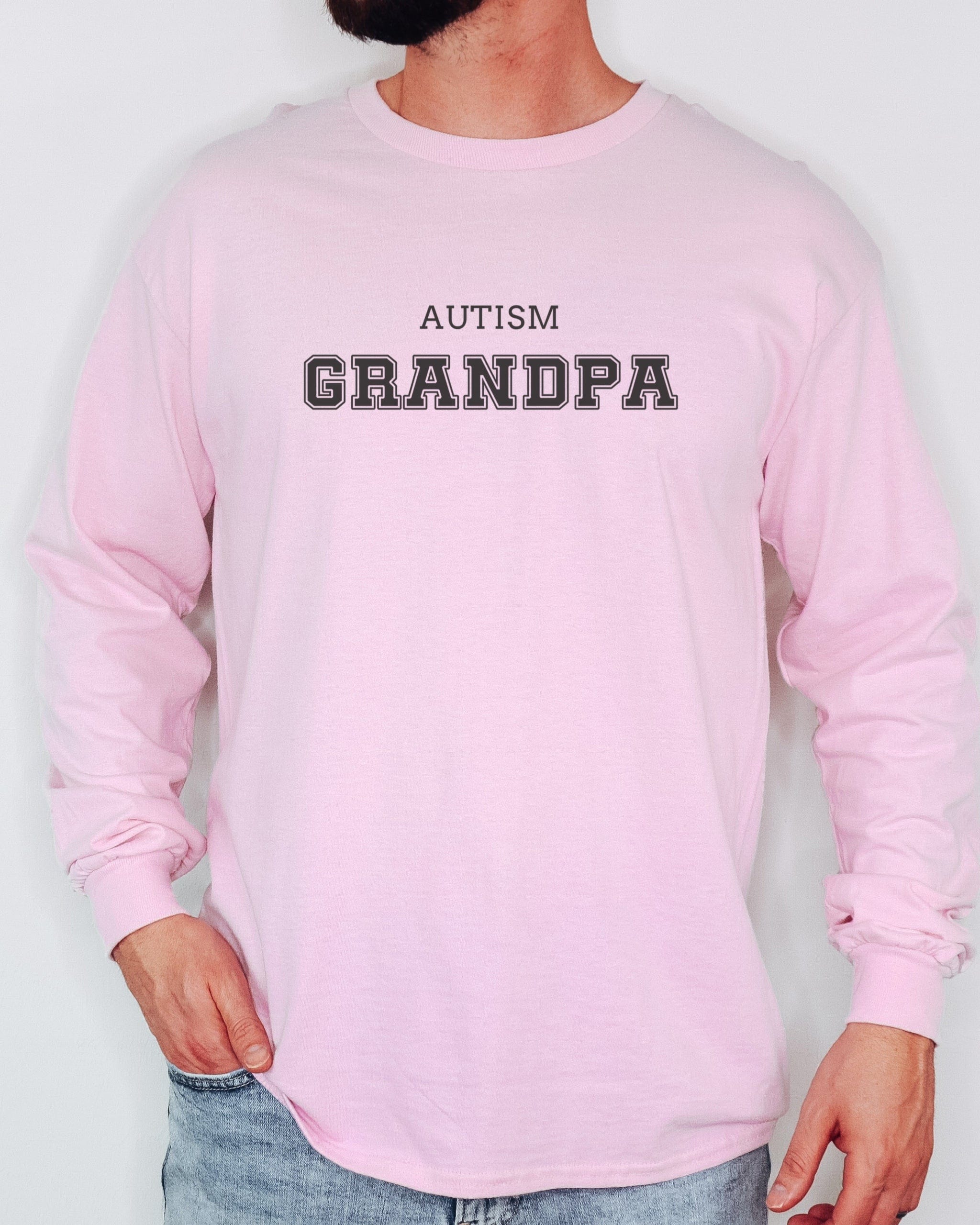 Autism Grandpa College Long Sleeve T-Shirt-Neurodiversity, ADHD & Autism Awareness & Acceptance Long-sleeve by Daily Bloom