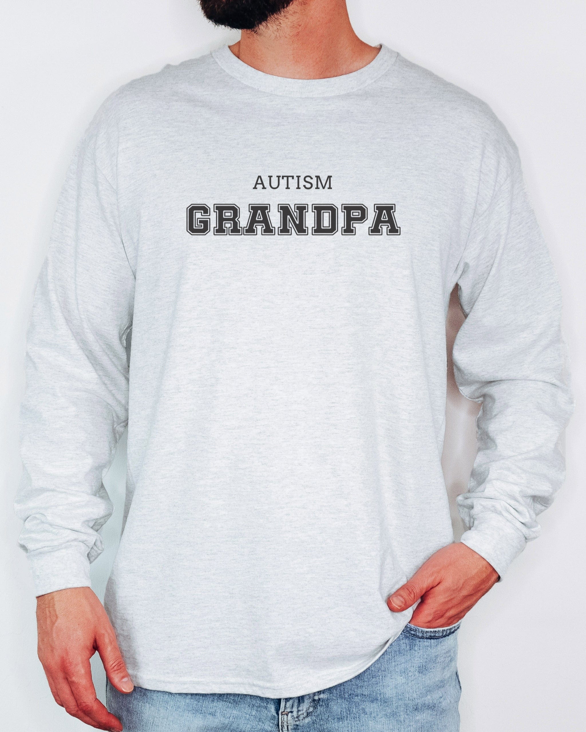 Autism Grandpa College Long Sleeve T-Shirt-Neurodiversity, ADHD & Autism Awareness & Acceptance Long-sleeve by Daily Bloom