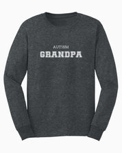 Autism Grandpa College Long Sleeve T-Shirt-Dark Heather-Neurodiversity, ADHD & Autism Awareness & Acceptance Long-sleeve by Daily Bloom