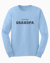Autism Grandpa College Long Sleeve T-Shirt-Light Blue-Neurodiversity, ADHD & Autism Awareness & Acceptance Long-sleeve by Daily Bloom