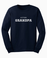 Autism Grandpa College Long Sleeve T-Shirt-Navy-Neurodiversity, ADHD & Autism Awareness & Acceptance Long-sleeve by Daily Bloom
