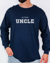 Autism Uncle College Long Sleeve T-Shirt-Neurodiversity, ADHD & Autism Awareness & Acceptance Long-sleeve by Daily Bloom