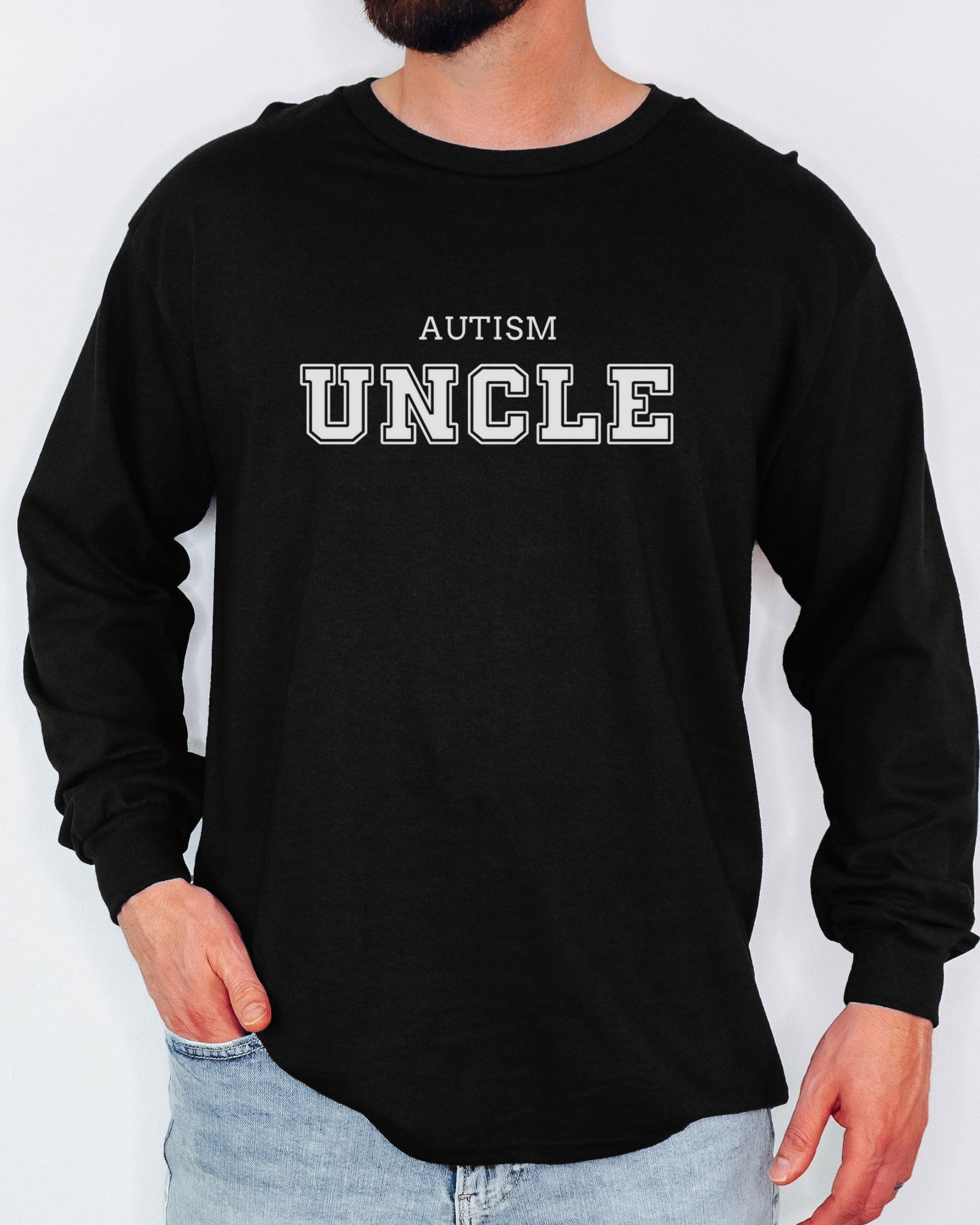 Autism Uncle College Long Sleeve T-Shirt-Neurodiversity, ADHD & Autism Awareness & Acceptance Long-sleeve by Daily Bloom