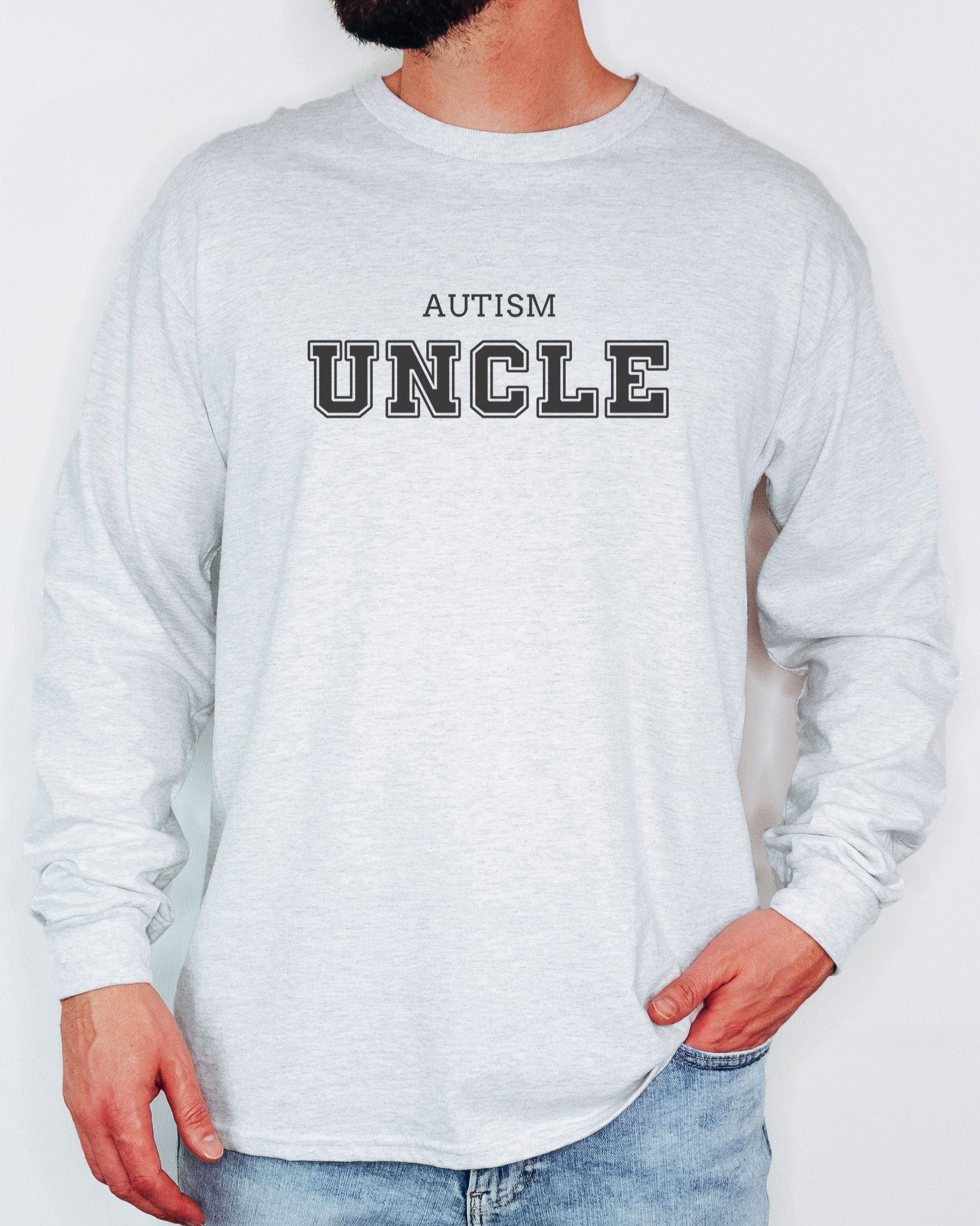 Autism Uncle College Long Sleeve T-Shirt-Neurodiversity, ADHD & Autism Awareness & Acceptance Long-sleeve by Daily Bloom