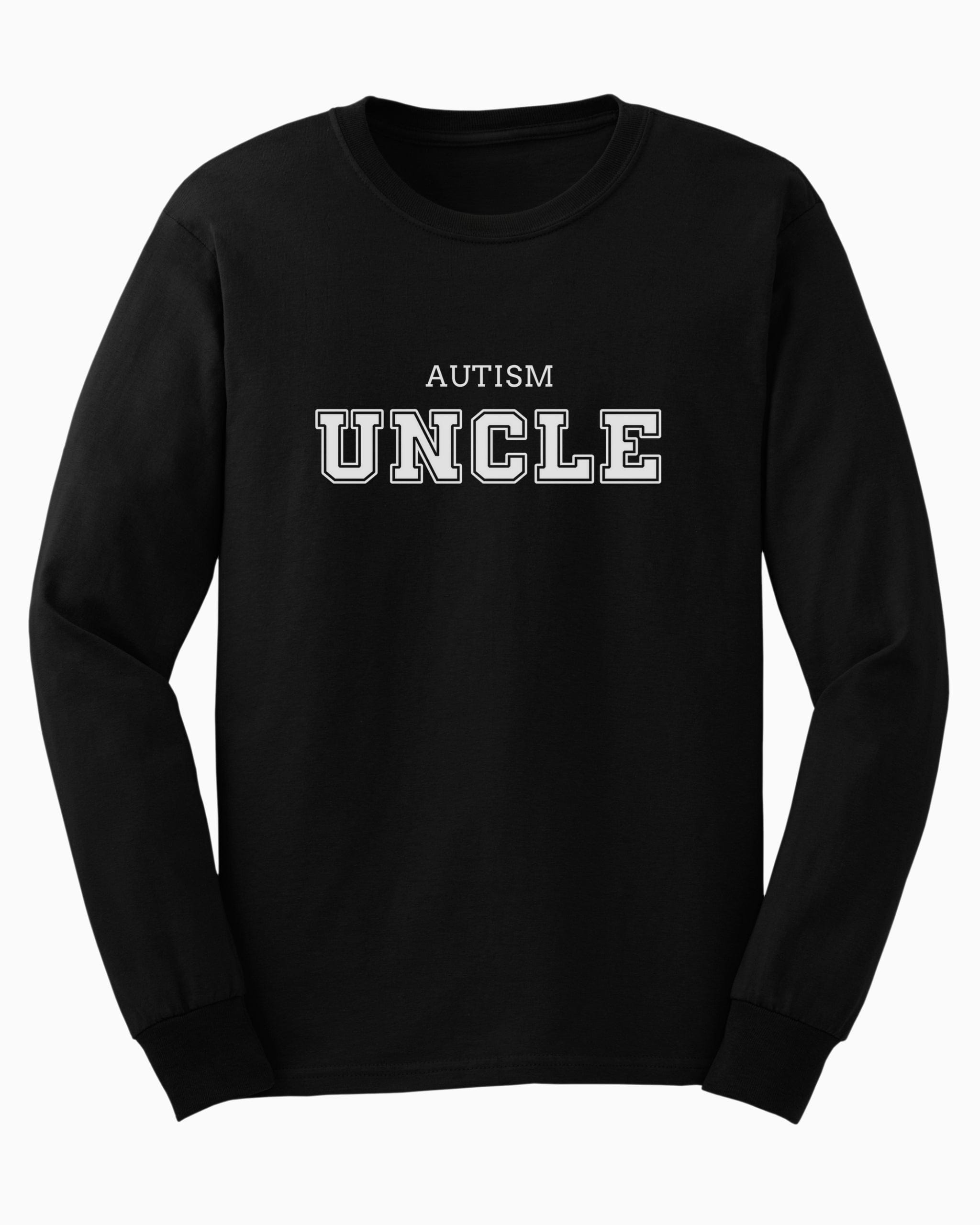 Autism Uncle College Long Sleeve T-Shirt-Black-Neurodiversity, ADHD & Autism Awareness & Acceptance Long-sleeve by Daily Bloom