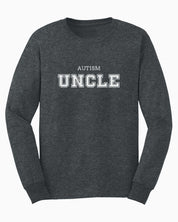 Autism Uncle College Long Sleeve T-Shirt-Dark Heather-Neurodiversity, ADHD & Autism Awareness & Acceptance Long-sleeve by Daily Bloom