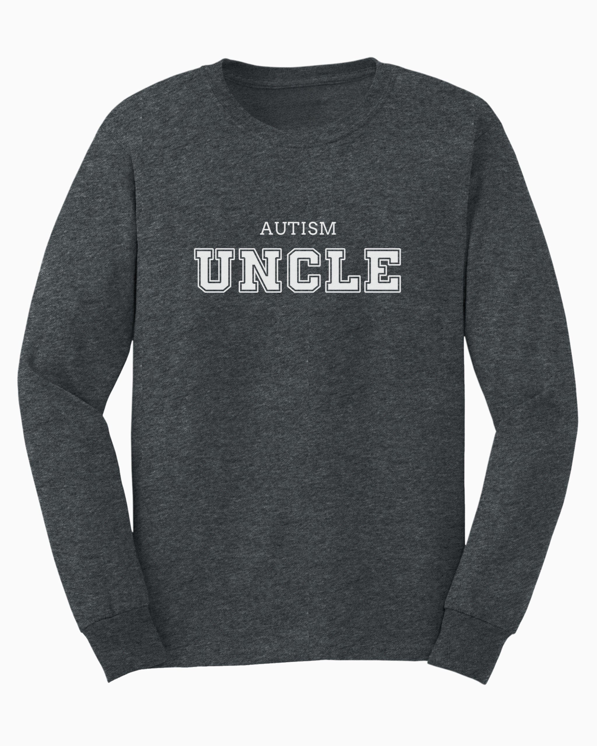Autism Uncle College Long Sleeve T-Shirt-Dark Heather-Neurodiversity, ADHD & Autism Awareness & Acceptance Long-sleeve by Daily Bloom