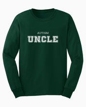Autism Uncle College Long Sleeve T-Shirt-Forest Green-Neurodiversity, ADHD & Autism Awareness & Acceptance Long-sleeve by Daily Bloom