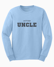 Autism Uncle College Long Sleeve T-Shirt-Light Blue-Neurodiversity, ADHD & Autism Awareness & Acceptance Long-sleeve by Daily Bloom