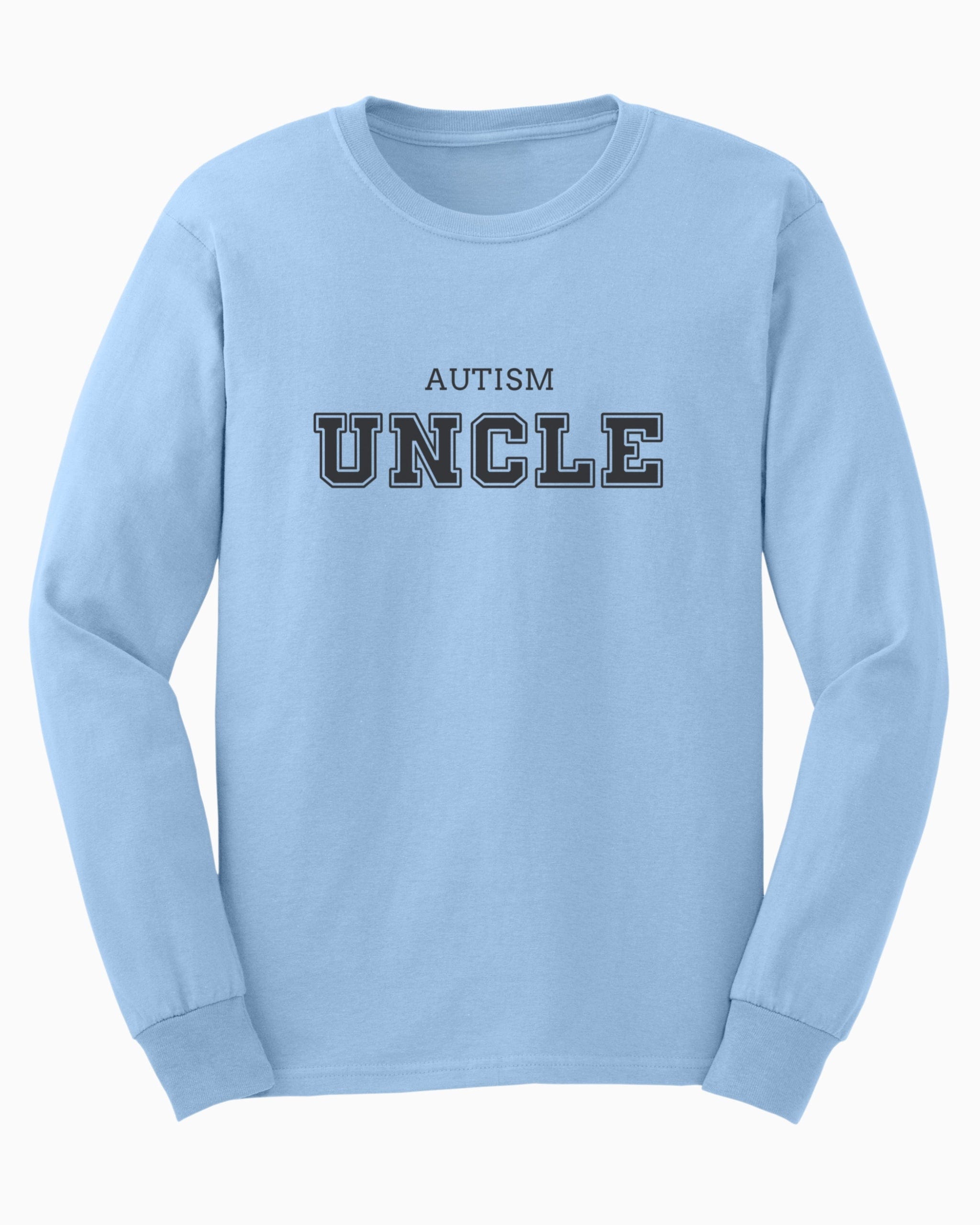 Autism Uncle College Long Sleeve T-Shirt-Light Blue-Neurodiversity, ADHD & Autism Awareness & Acceptance Long-sleeve by Daily Bloom