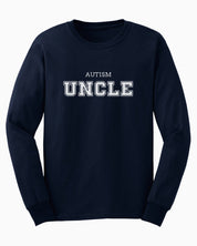 Autism Uncle College Long Sleeve T-Shirt-Navy-Neurodiversity, ADHD & Autism Awareness & Acceptance Long-sleeve by Daily Bloom