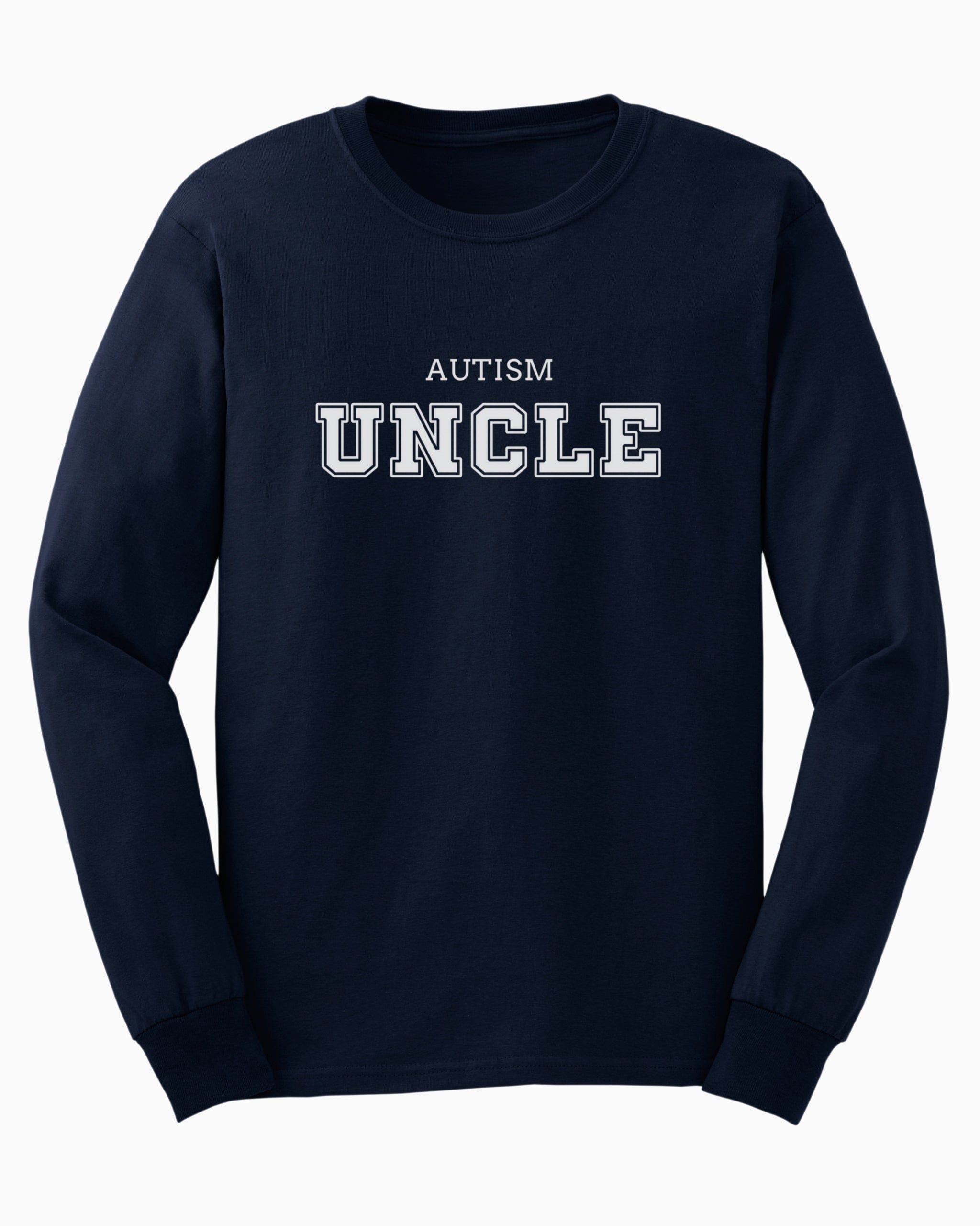 Autism Uncle College Long Sleeve T-Shirt-Navy-Neurodiversity, ADHD & Autism Awareness & Acceptance Long-sleeve by Daily Bloom