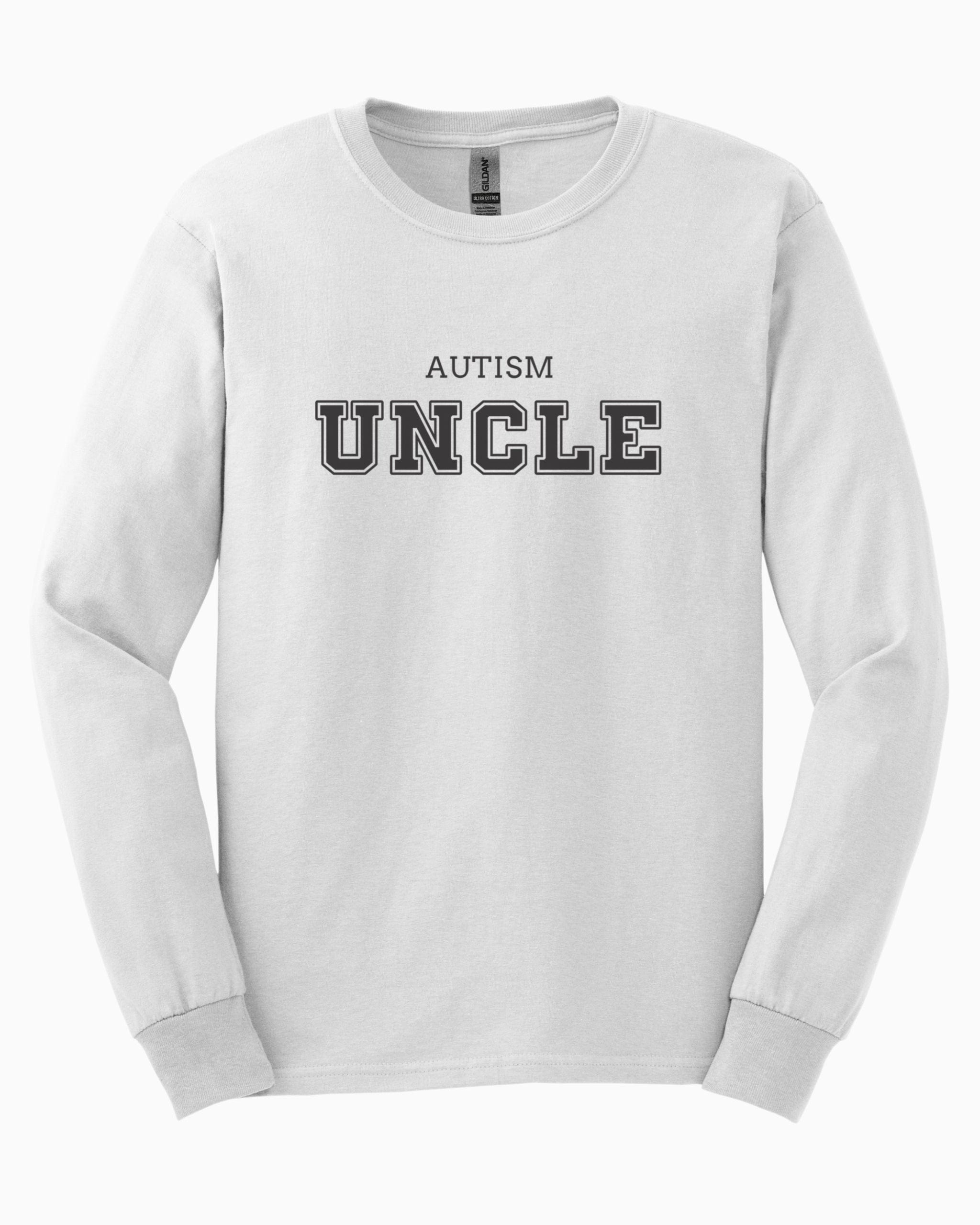 Autism Uncle College Long Sleeve T-Shirt-White-Neurodiversity, ADHD & Autism Awareness & Acceptance Long-sleeve by Daily Bloom