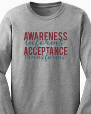 Awareness Informs Acceptance Transforms Long Sleeve T-Shirt-Neurodiversity, ADHD & Autism Awareness & Acceptance Long-sleeve by Daily Bloom