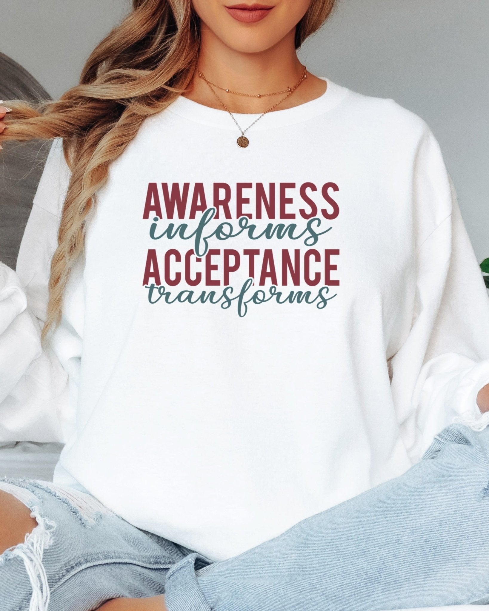 Autism Long - sleeve - Awareness Informs Acceptance Transforms Long Sleeve T-Shirt - Daily Bloom