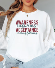 Awareness Informs Acceptance Transforms Long Sleeve T-Shirt-Neurodiversity, ADHD & Autism Awareness & Acceptance Long-sleeve by Daily Bloom