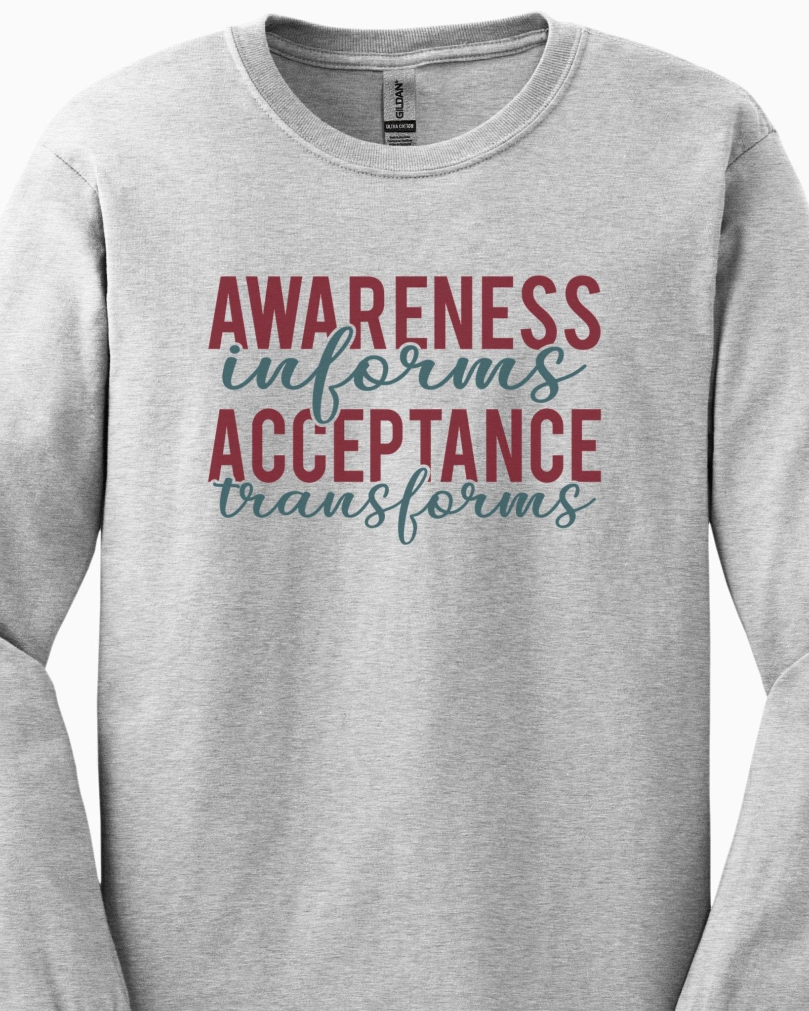 Autism Long - sleeve - Awareness Informs Acceptance Transforms Long Sleeve T-Shirt - Daily Bloom