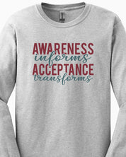Awareness Informs Acceptance Transforms Long Sleeve T-Shirt-Neurodiversity, ADHD & Autism Awareness & Acceptance Long-sleeve by Daily Bloom
