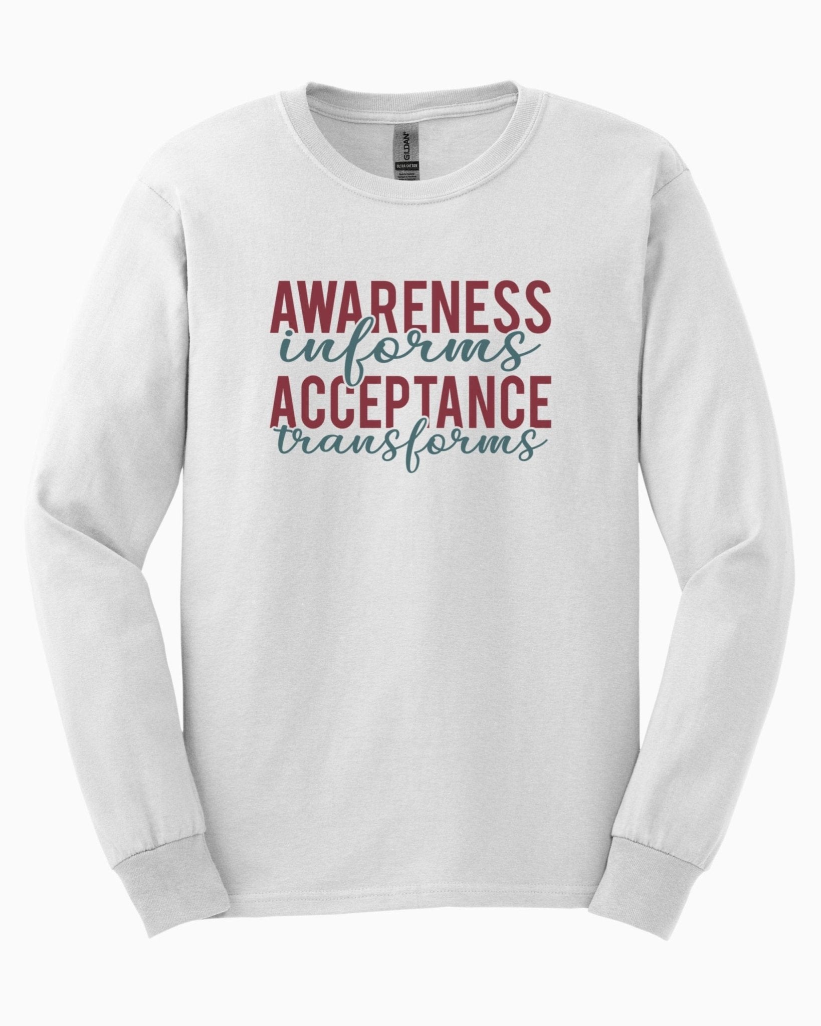 Autism Long - sleeve - Awareness Informs Acceptance Transforms Long Sleeve T-Shirt - Daily Bloom