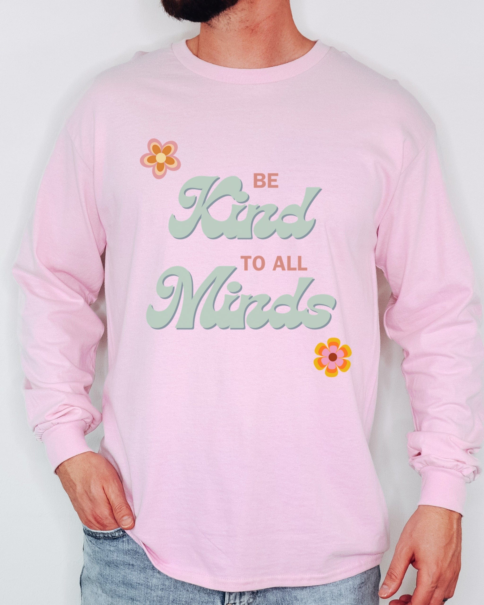 Be Kind to All Minds Long Sleeve T-Shirt-Neurodiversity, ADHD & Autism Awareness & Acceptance Long-sleeve by Daily Bloom