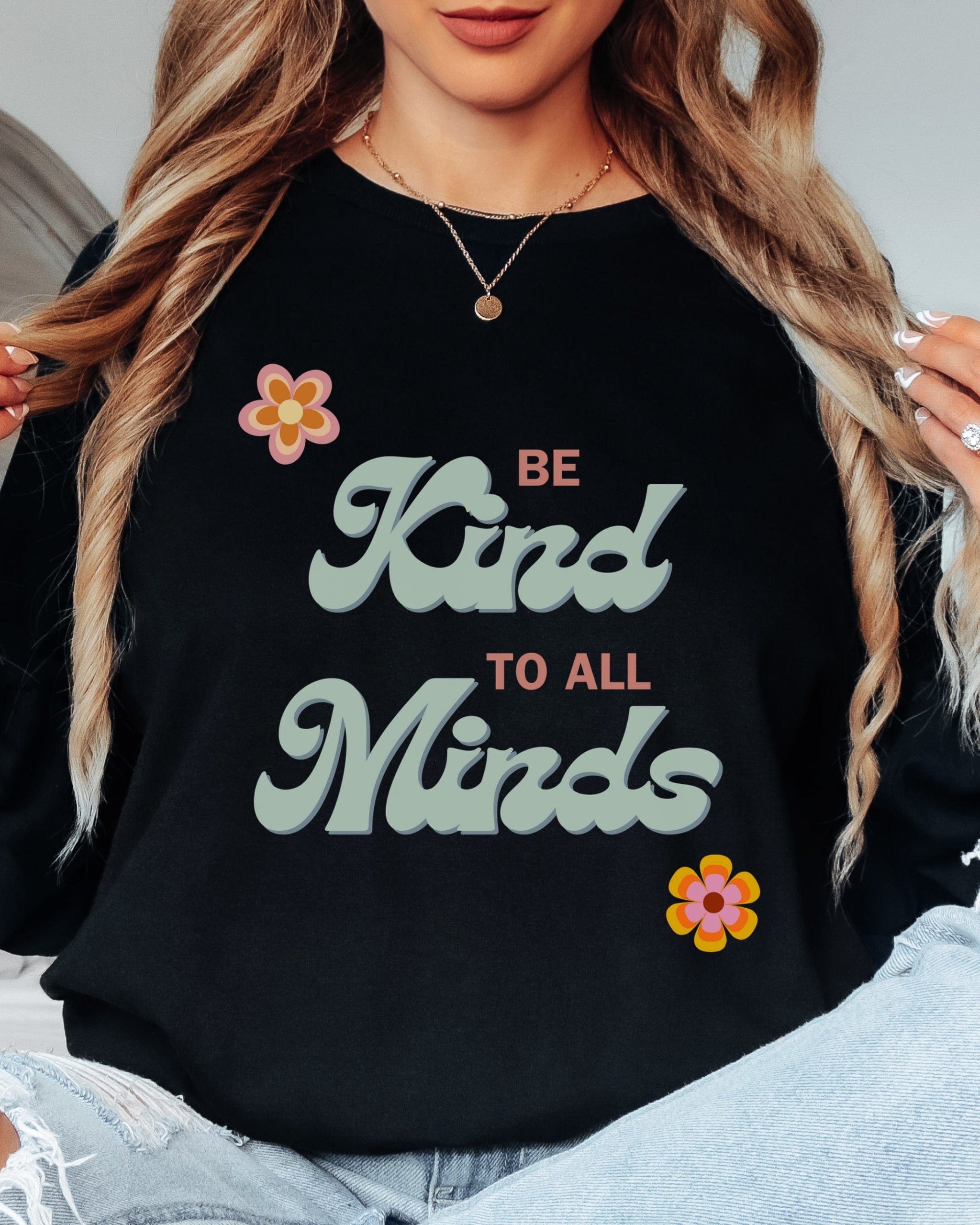 Be Kind to All Minds Long Sleeve T-Shirt-Neurodiversity, ADHD & Autism Awareness & Acceptance Long-sleeve by Daily Bloom