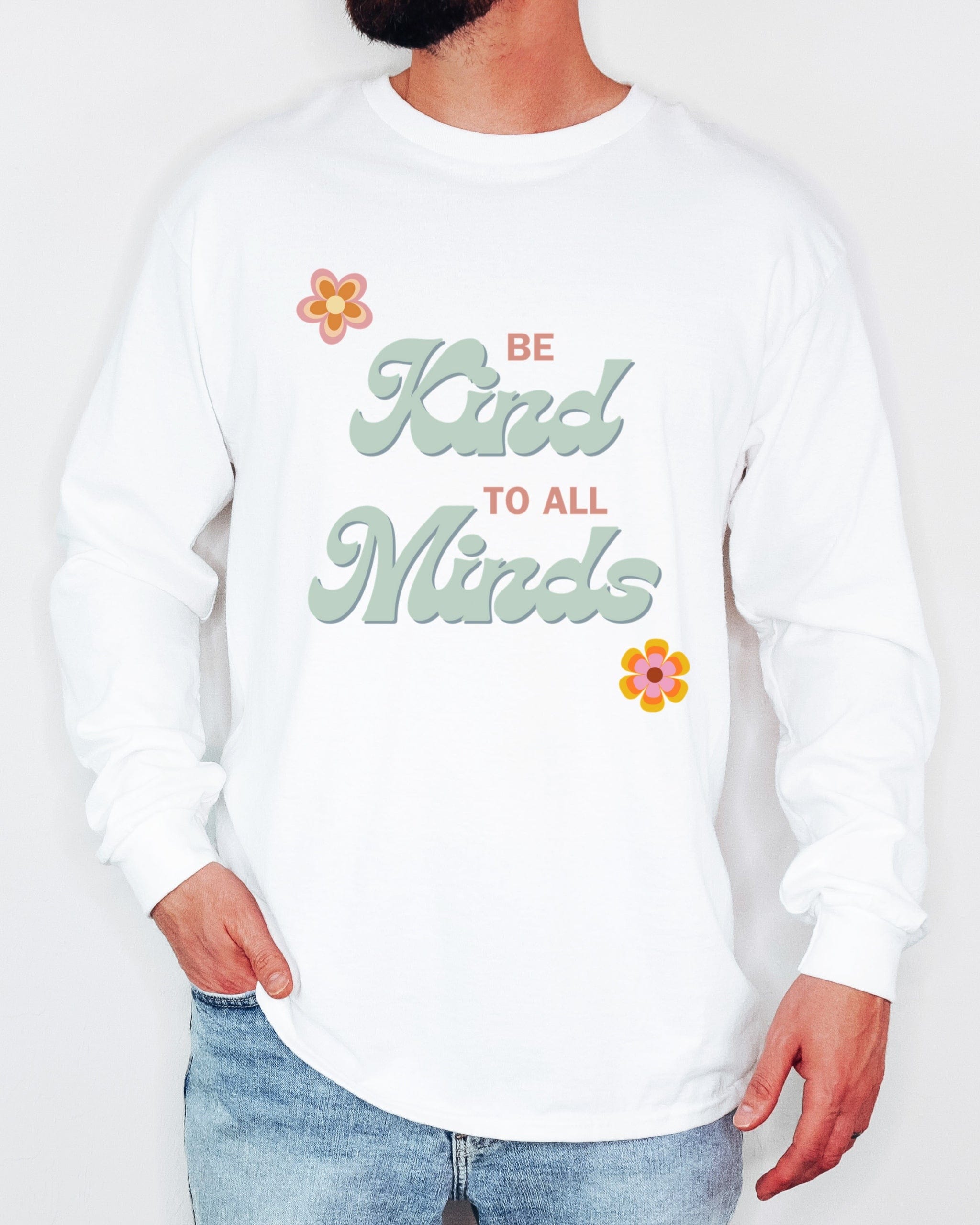 Be Kind to All Minds Long Sleeve T-Shirt-Neurodiversity, ADHD & Autism Awareness & Acceptance Long-sleeve by Daily Bloom