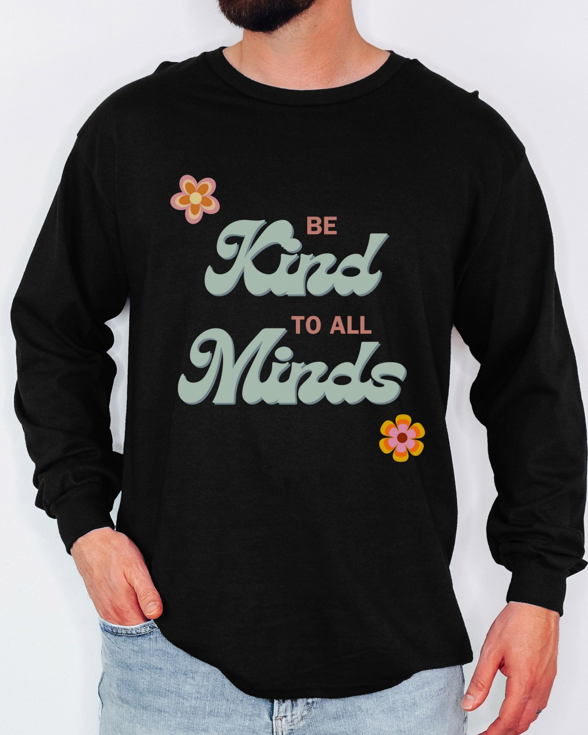 Be Kind to All Minds Long Sleeve T-Shirt-Neurodiversity, ADHD & Autism Awareness & Acceptance Long-sleeve by Daily Bloom