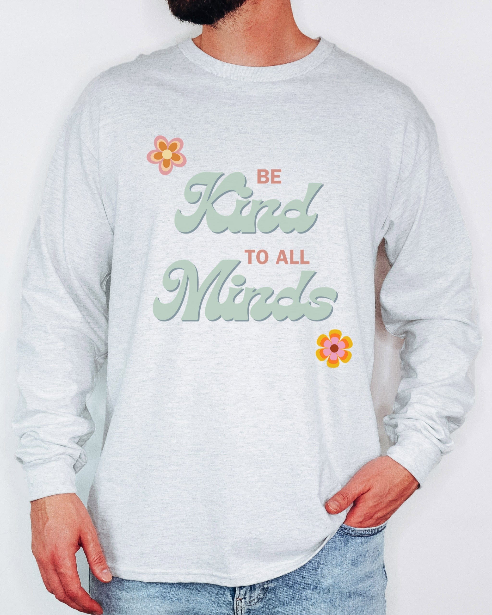 Be Kind to All Minds Long Sleeve T-Shirt-Neurodiversity, ADHD & Autism Awareness & Acceptance Long-sleeve by Daily Bloom