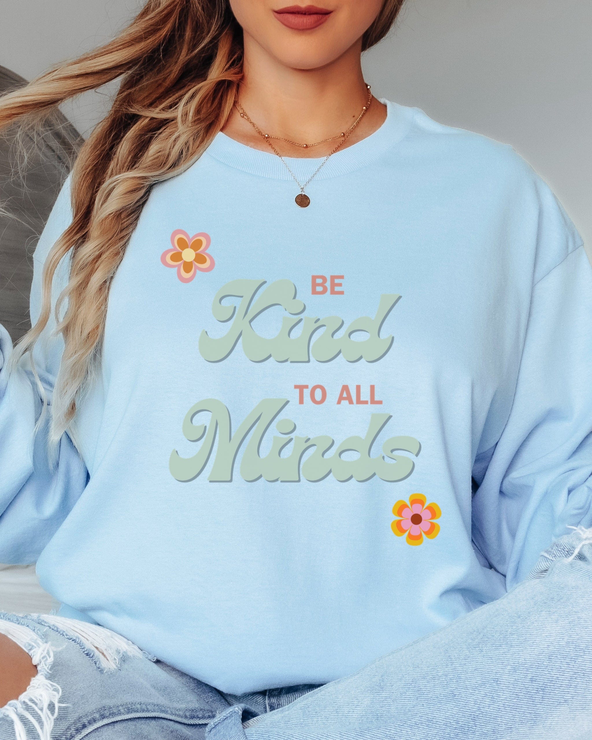 Be Kind to All Minds Long Sleeve T-Shirt-Neurodiversity, ADHD & Autism Awareness & Acceptance Long-sleeve by Daily Bloom