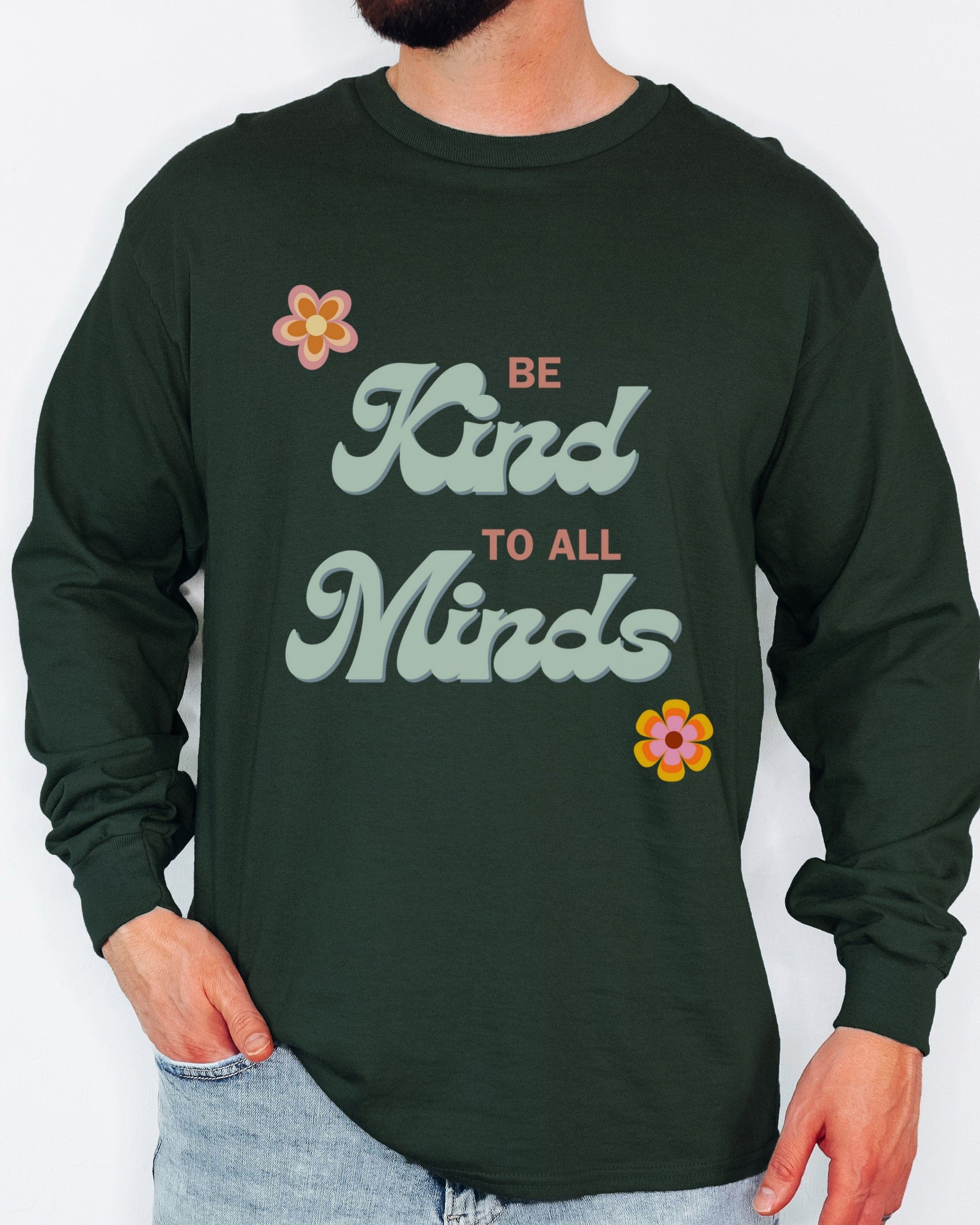 Be Kind to All Minds Long Sleeve T-Shirt-Neurodiversity, ADHD & Autism Awareness & Acceptance Long-sleeve by Daily Bloom