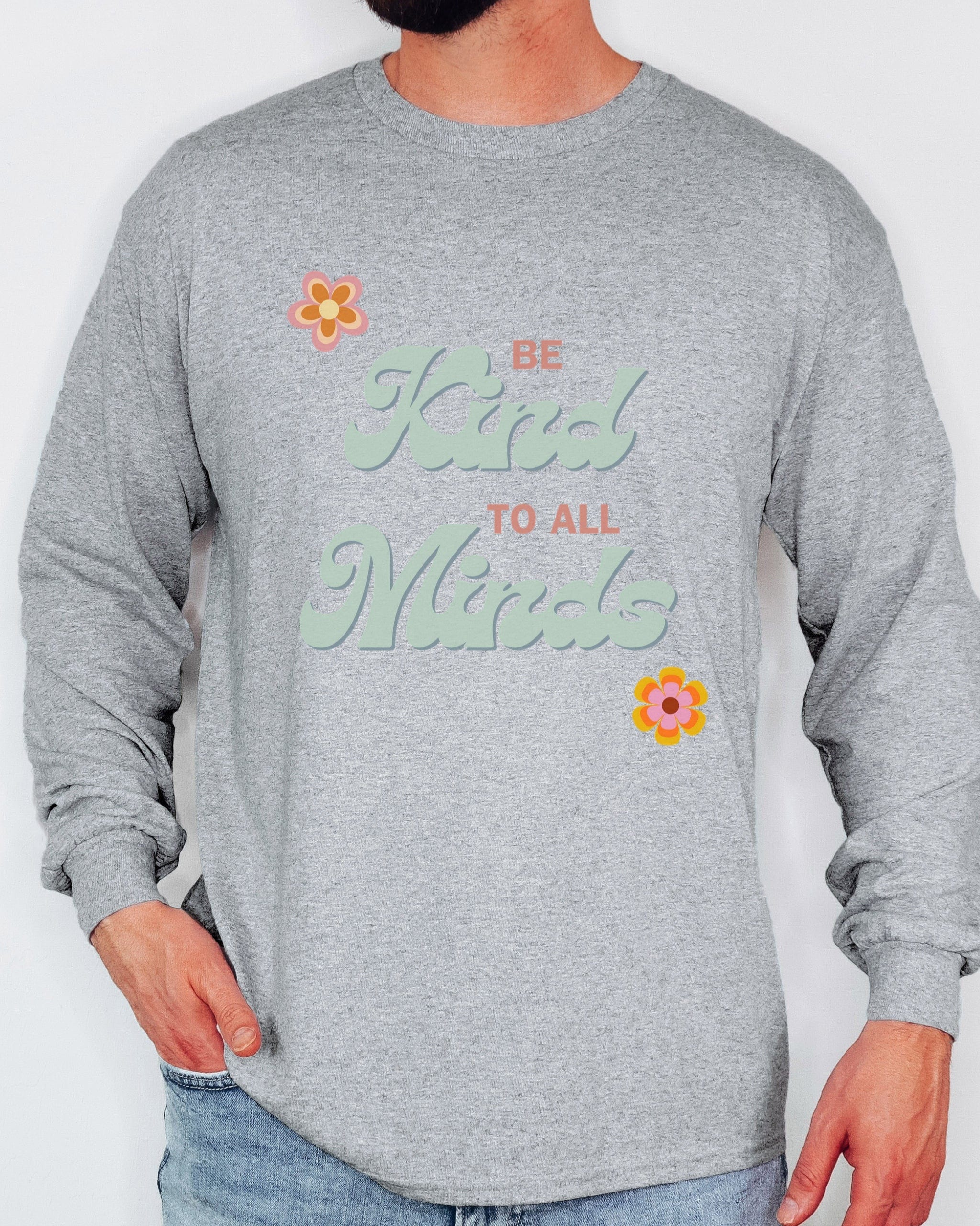 Be Kind to All Minds Long Sleeve T-Shirt-Neurodiversity, ADHD & Autism Awareness & Acceptance Long-sleeve by Daily Bloom