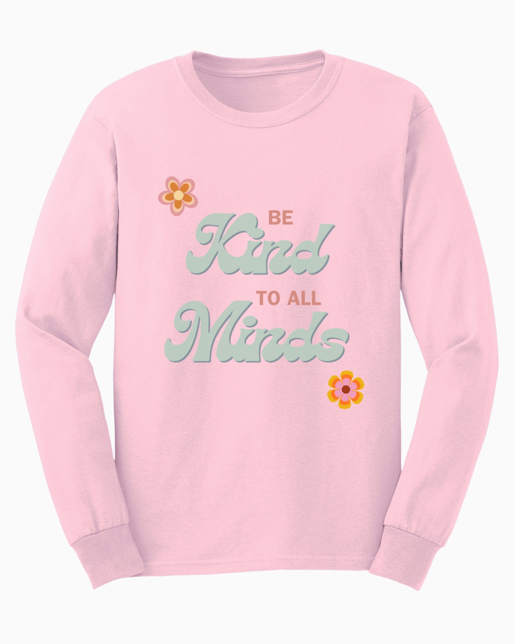 Be Kind to All Minds Long Sleeve T-Shirt-Light Pink-Neurodiversity, ADHD & Autism Awareness & Acceptance Long-sleeve by Daily Bloom