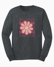 Bloom Daisy Long Sleeve T-Shirt-Dark Heather-Neurodiversity, ADHD & Autism Awareness & Acceptance Long-sleeve by Daily Bloom