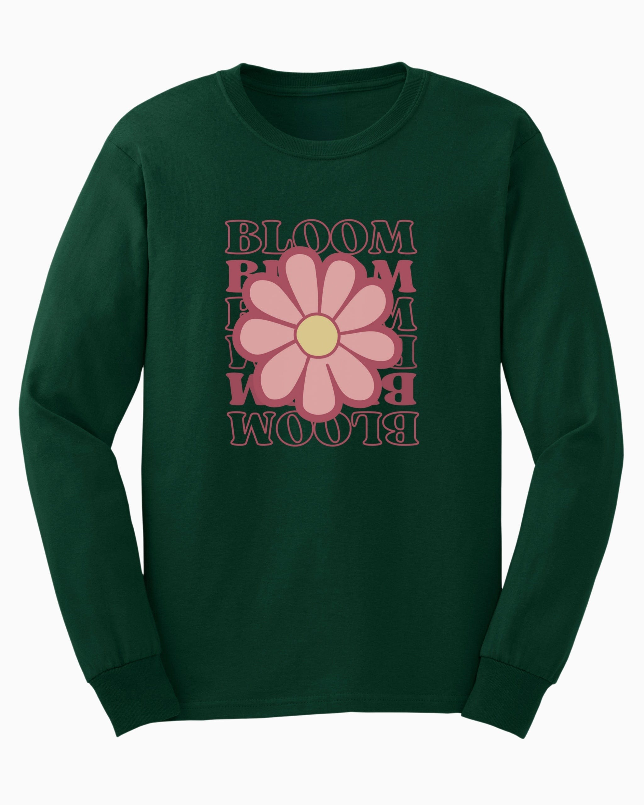 Bloom Daisy Long Sleeve T-Shirt-Forest Green-Neurodiversity, ADHD & Autism Awareness & Acceptance Long-sleeve by Daily Bloom