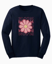 Bloom Daisy Long Sleeve T-Shirt-Navy-Neurodiversity, ADHD & Autism Awareness & Acceptance Long-sleeve by Daily Bloom