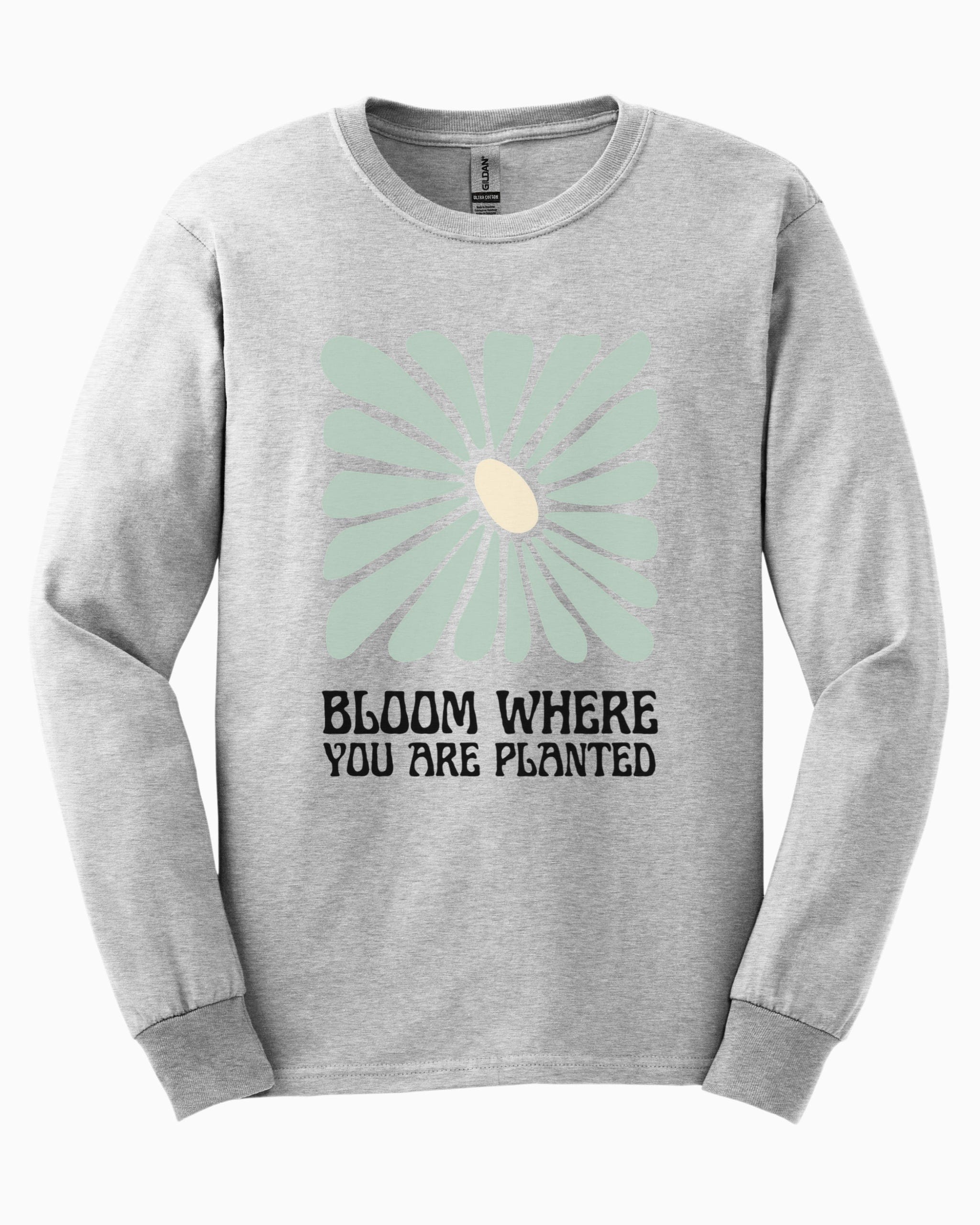 Bloom Where You Are Planted Long Sleeve T-Shirt-Ash-Neurodiversity, ADHD & Autism Awareness & Acceptance Long-sleeve by Daily Bloom