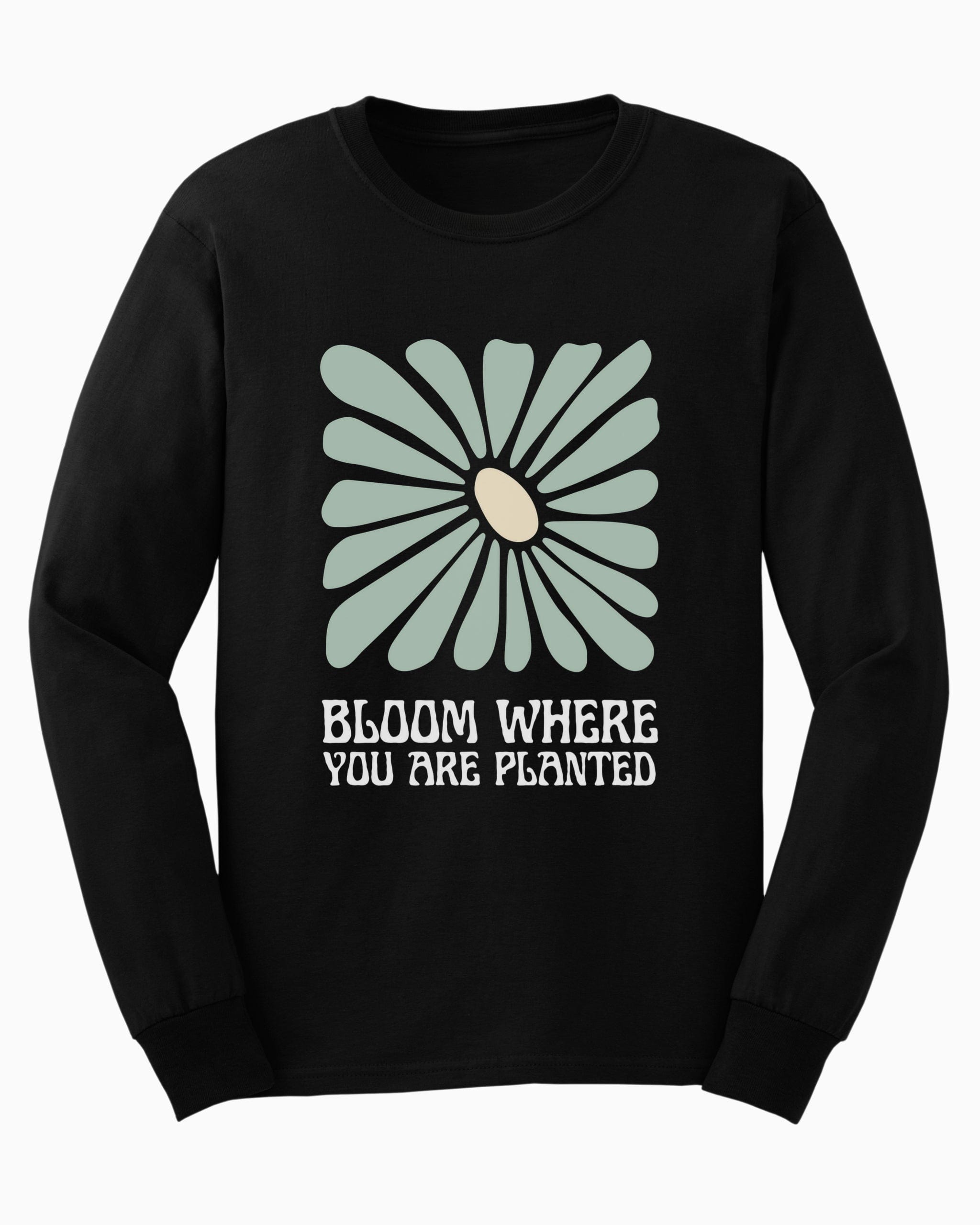 Bloom Where You Are Planted Long Sleeve T-Shirt-Black-Neurodiversity, ADHD & Autism Awareness & Acceptance Long-sleeve by Daily Bloom