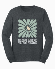 Bloom Where You Are Planted Long Sleeve T-Shirt-Dark Heather-Neurodiversity, ADHD & Autism Awareness & Acceptance Long-sleeve by Daily Bloom
