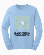 Bloom Where You Are Planted Long Sleeve T-Shirt-Light Blue-Neurodiversity, ADHD & Autism Awareness & Acceptance Long-sleeve by Daily Bloom