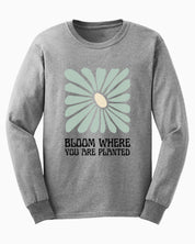Bloom Where You Are Planted Long Sleeve T-Shirt-Sport Grey-Neurodiversity, ADHD & Autism Awareness & Acceptance Long-sleeve by Daily Bloom