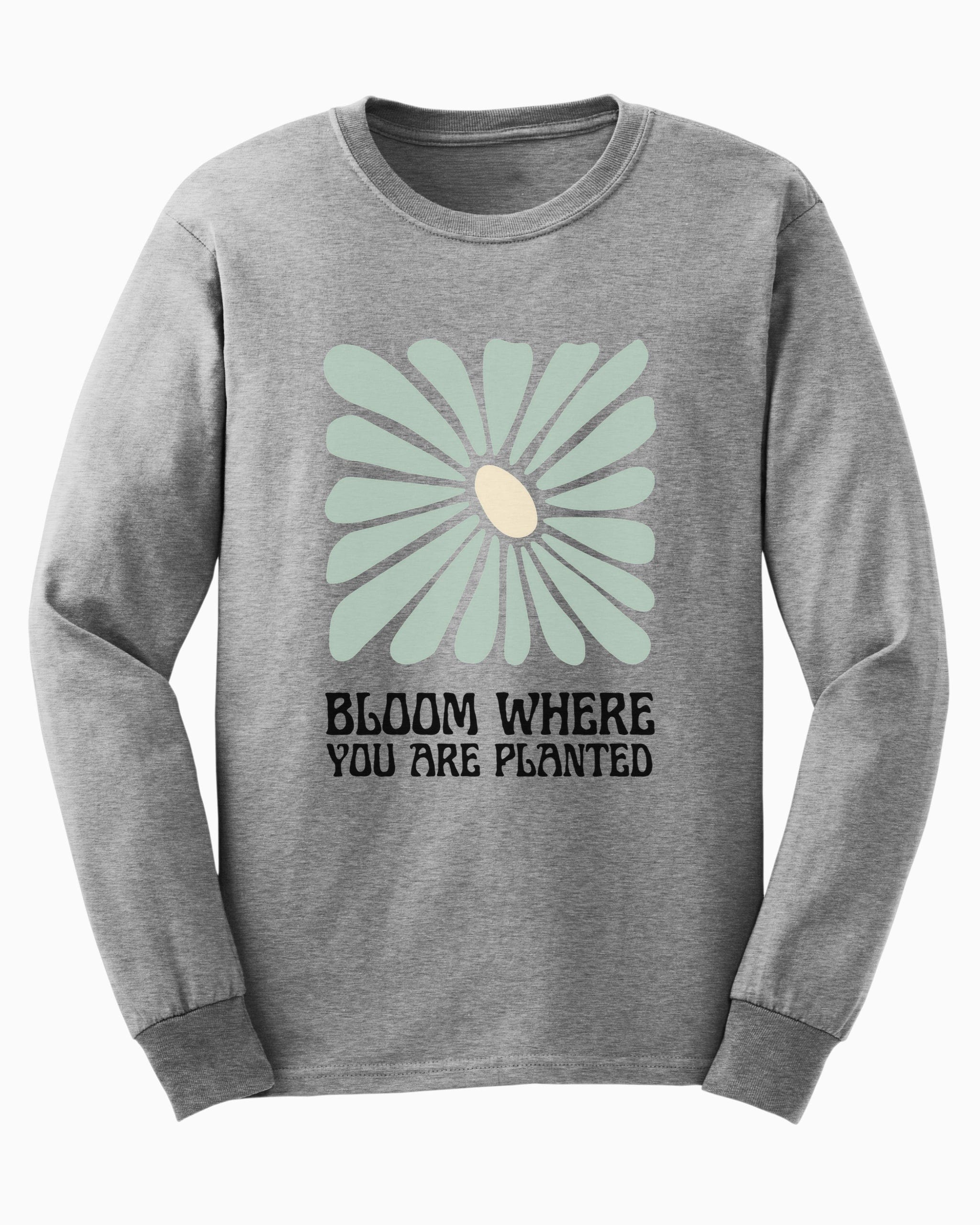 Bloom Where You Are Planted Long Sleeve T-Shirt-Sport Grey-Neurodiversity, ADHD & Autism Awareness & Acceptance Long-sleeve by Daily Bloom