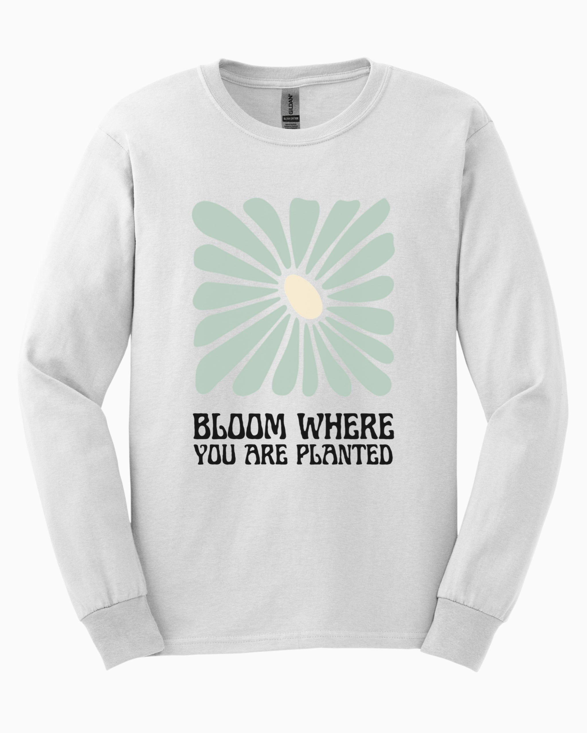Bloom Where You Are Planted Long Sleeve T-Shirt-White-Neurodiversity, ADHD & Autism Awareness & Acceptance Long-sleeve by Daily Bloom