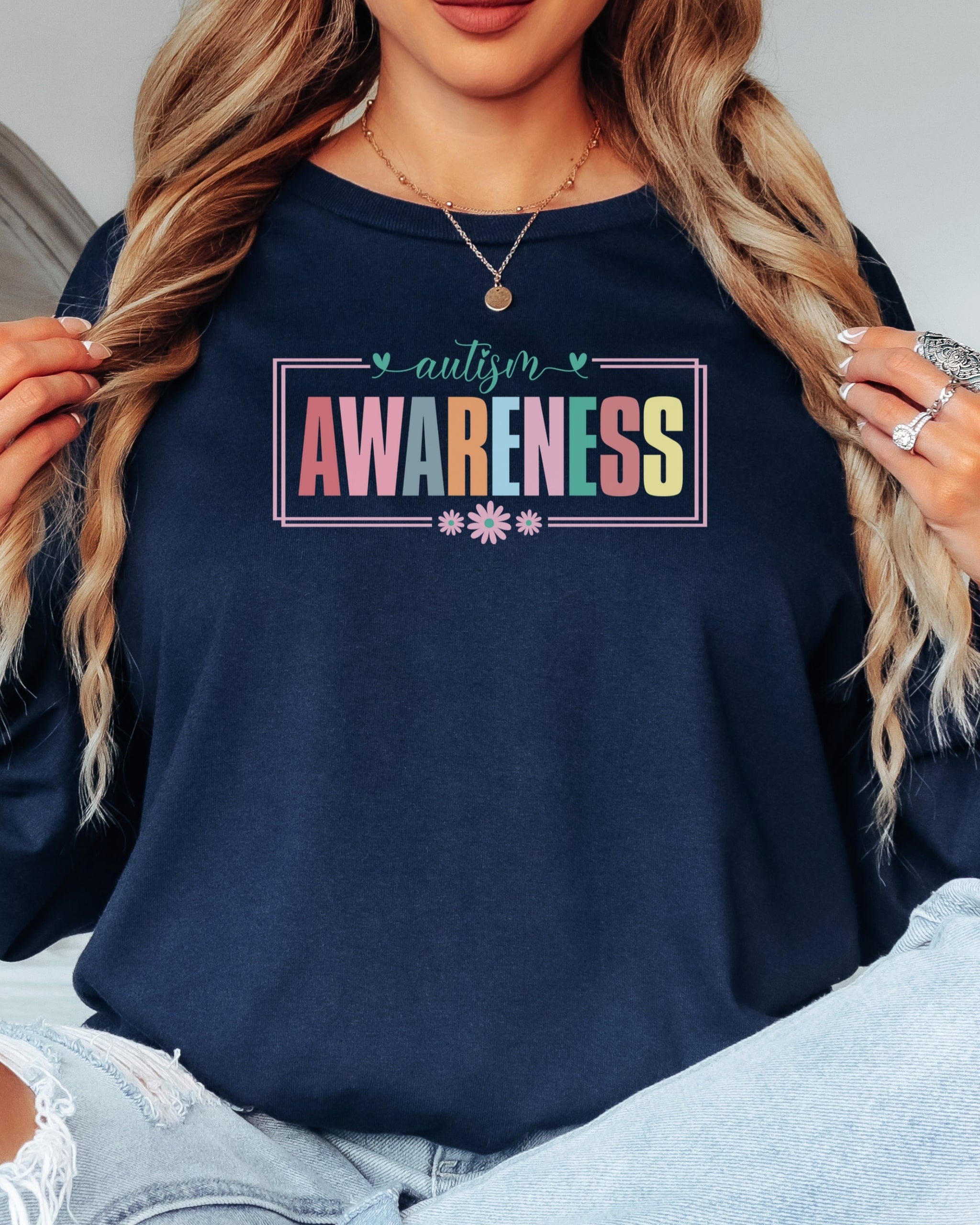 Bright Blooms for Autism Awareness Long Sleeve T-Shirt-Neurodiversity, ADHD & Autism Awareness & Acceptance Long-sleeve by Daily Bloom