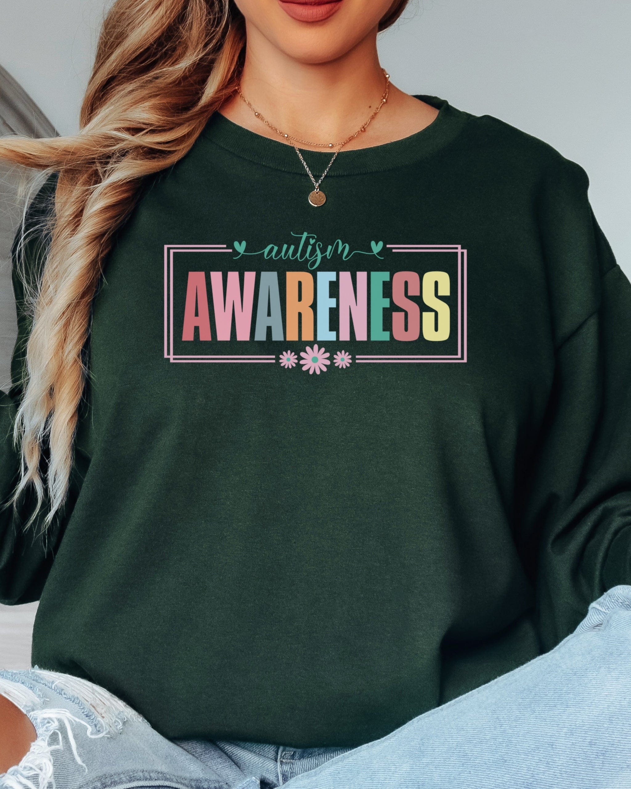 Bright Blooms for Autism Awareness Long Sleeve T-Shirt-Neurodiversity, ADHD & Autism Awareness & Acceptance Long-sleeve by Daily Bloom