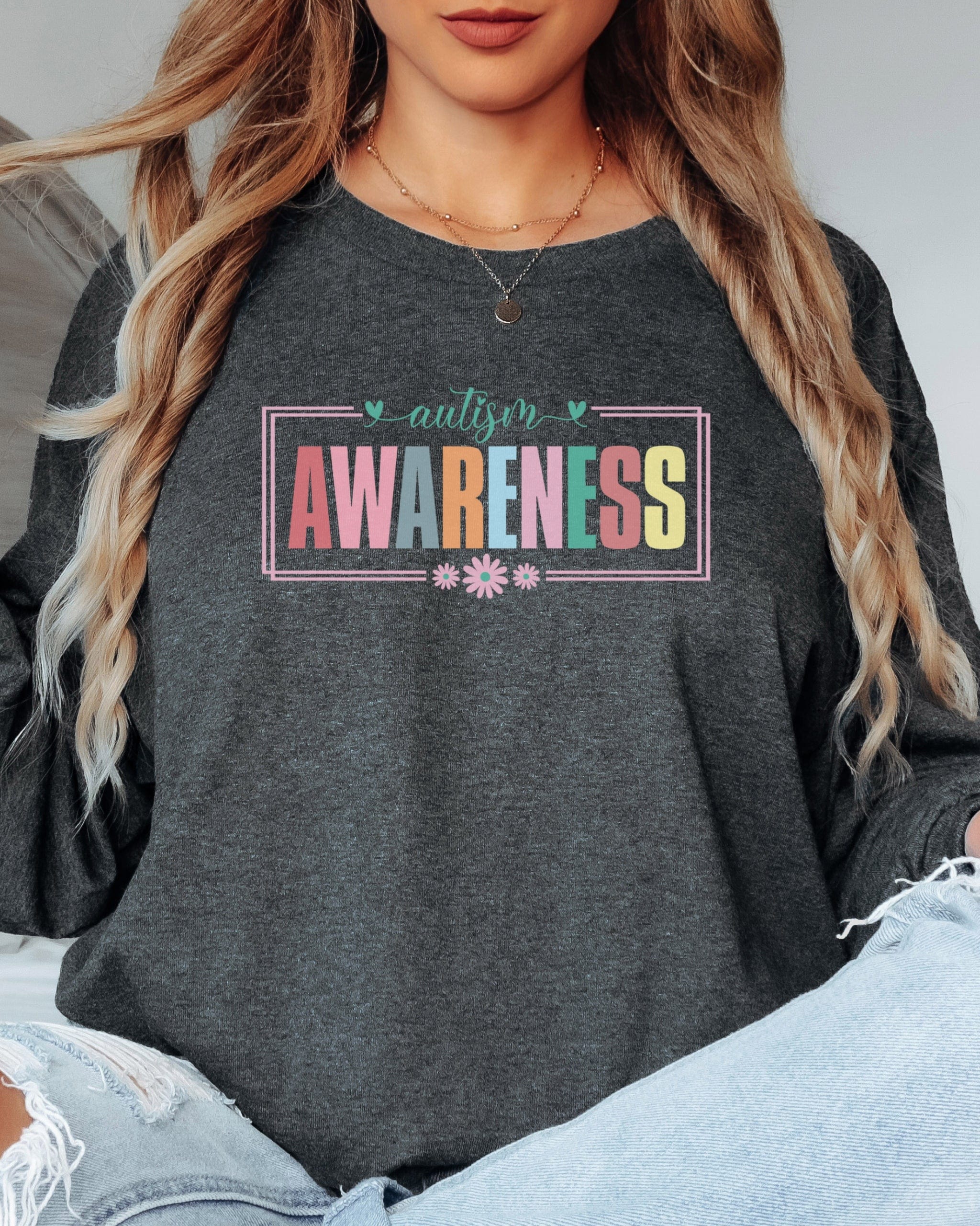 Bright Blooms for Autism Awareness Long Sleeve T-Shirt-Neurodiversity, ADHD & Autism Awareness & Acceptance Long-sleeve by Daily Bloom