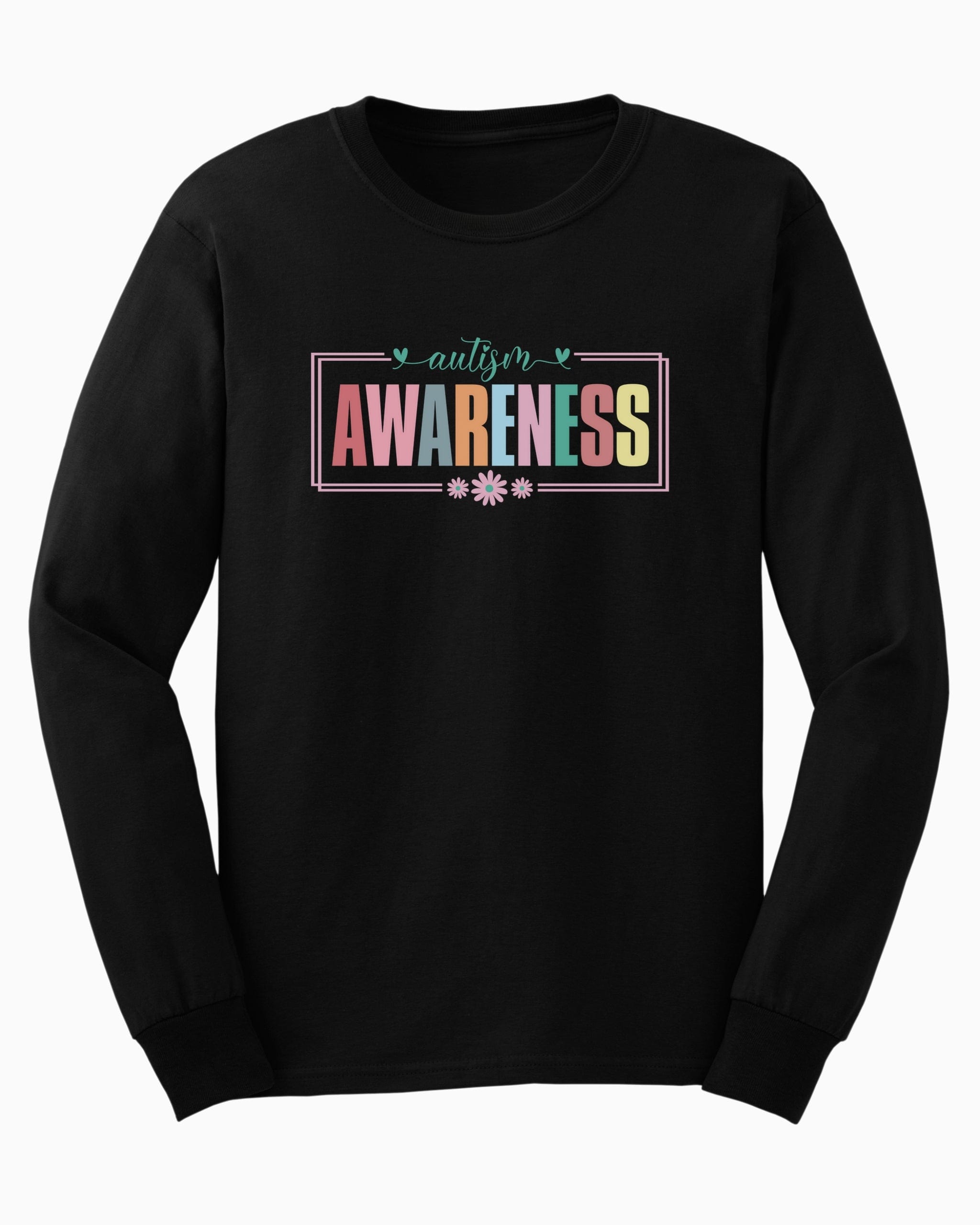 Bright Blooms for Autism Awareness Long Sleeve T-Shirt-Black-Neurodiversity, ADHD & Autism Awareness & Acceptance Long-sleeve by Daily Bloom