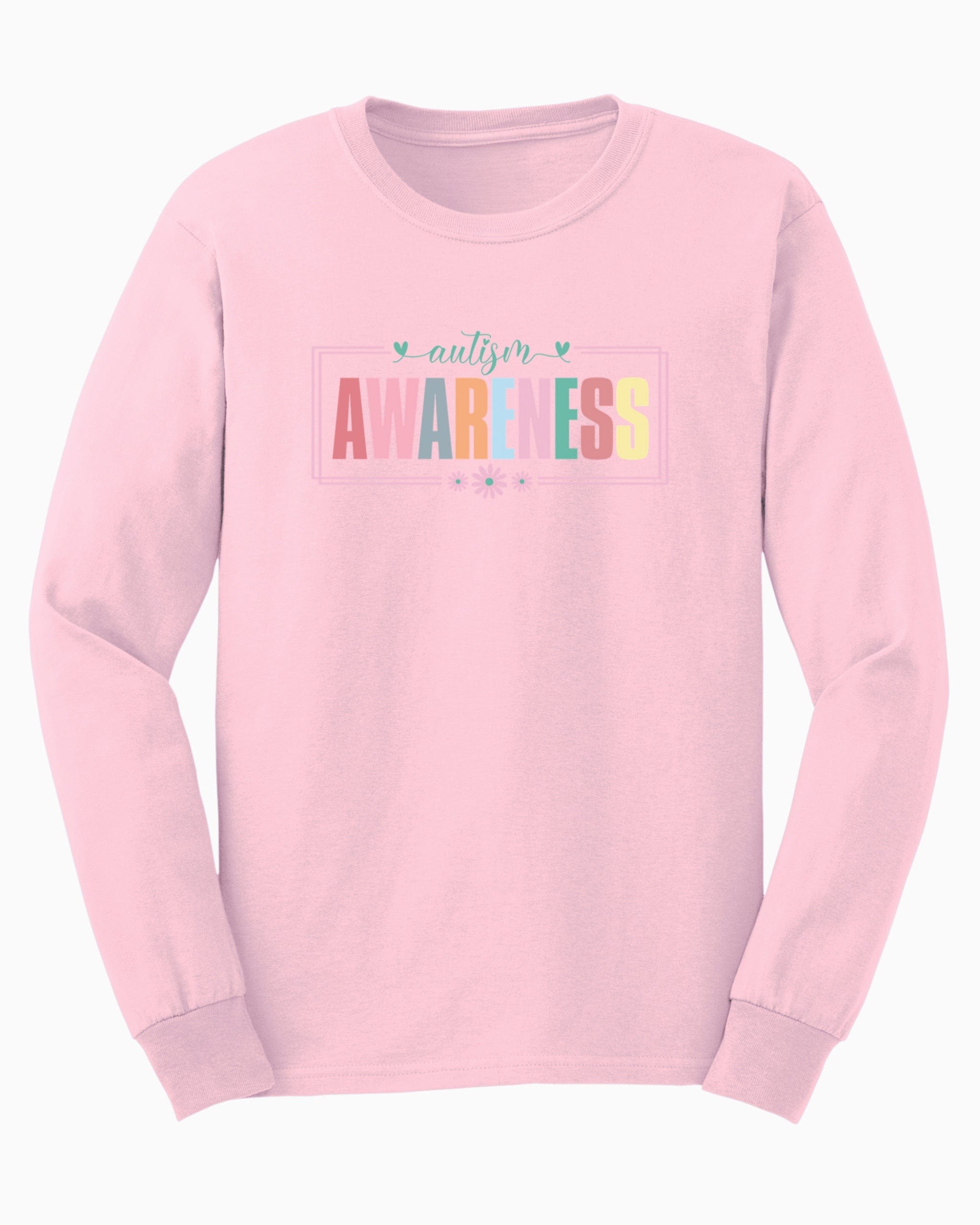 Bright Blooms for Autism Awareness Long Sleeve T-Shirt-Light Pink-Neurodiversity, ADHD & Autism Awareness & Acceptance Long-sleeve by Daily Bloom