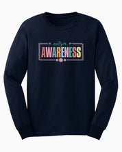 Bright Blooms for Autism Awareness Long Sleeve T-Shirt-Navy-Neurodiversity, ADHD & Autism Awareness & Acceptance Long-sleeve by Daily Bloom